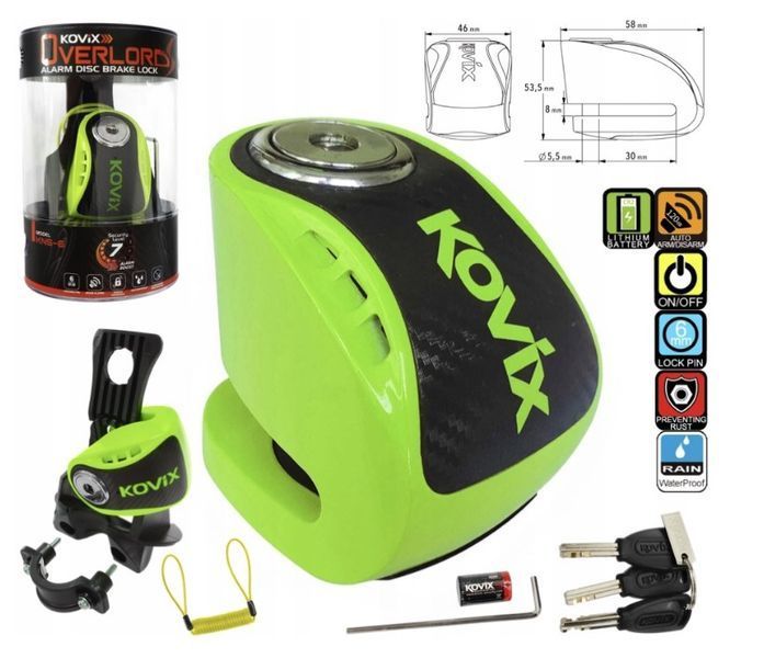 Замок блокировки тормозного диска с сигнализацией Kovix KNS6 Yellow 4897049902947 фото