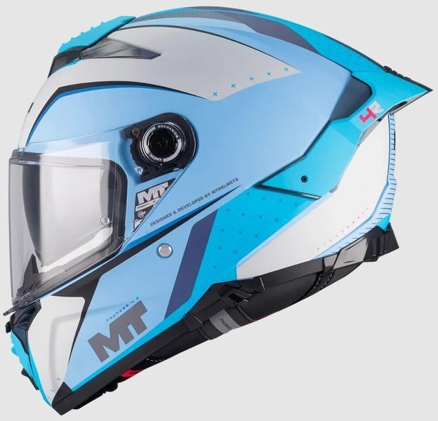 Мотошолом MT Thunder 4 R SV Wind Tunnel C7 матовий блакитний/білий, L 1375D50C7206 фото