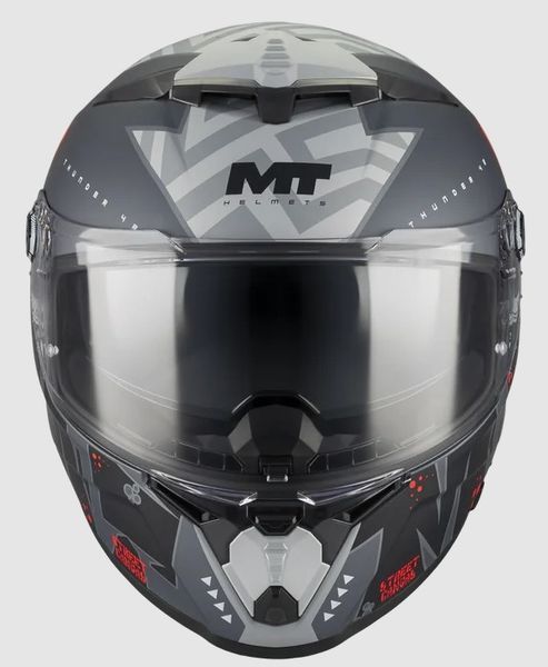 Мотошолом MT Thunder 4 R SV Сanvas C5 матовий сірий/красний, S 1375D53C5204 фото