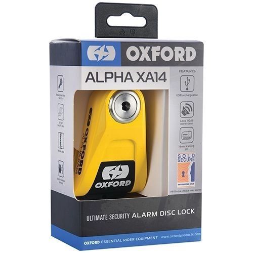 Замок блокування гальмівного диска із сигналізацією Oxford LK217 Yellow/Black LK217 фото